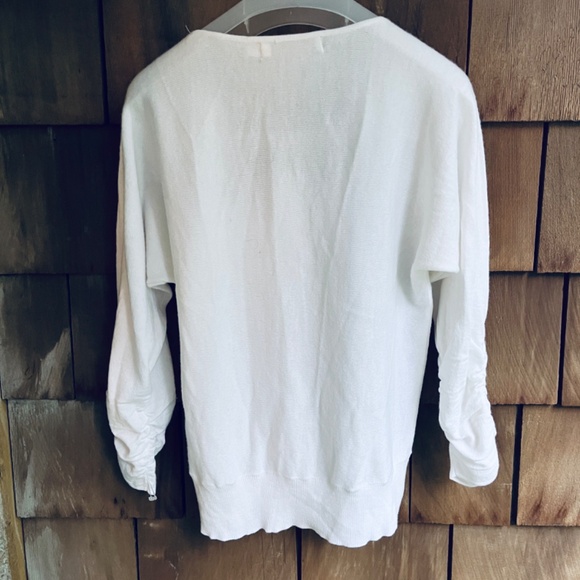 Bishop + Young Anthropologie White Viscose V-Neck Lace Sweater Jumper Top S - Picture 11 of 15